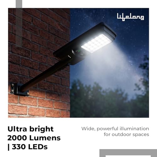 Image of Lifelong 140 W Solar Light for Outdoor Garden | 10000 mAh Waterproof Wall Light with Remote| Street Light with 2000 Lumens | Motion Sensor | Energy Saving for Home| Ideal for Gate, Yard & Pillar etc