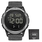 Horett Orologio sportivo per attività all'aperto impermeabile a 50M con luce LED per sportivi Orologio digitale leggero con cinturino in nylon (Nera)