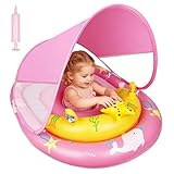 Schwimmring Baby mit Sonnendach, Baby Schwimmring mit Verstellbarem Sicherheitssitz, Kleinkind-Schwimmkörper für 6-24 Monate Babies Kinder Kleinkinder