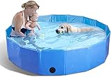 Foldable Dog Pool, Nobleza Dog Swimming Pool Pet Paddling Pools Portable PCV Non-Slip Bathing Tub for Cat Puppy Outdoor, 47' X 12', L, Blue