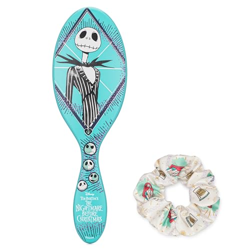 Wet Brush Detangle & Style Duo Kit Jack Skellington (Nightmare Before Christmas) - IntelliFlex Bristles - Detangling Brush Glides Through Tangles For Wet & Dry Hair 1 Hair Brush & 1 Coil Scrunchie
