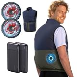 JIAE Cooling Vest for Men and Women with 2pcs Battery Pack, 3 Speed Modes Air Conditioner Clothes with 2 Fans- Up to 20Hrs Heat Relief for Construction, Outdoor Work & Activity-Large