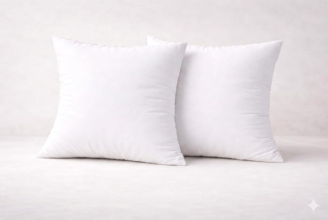 Arlinens White Pack Of 2 Cushion Pads 45X45cm (18X18) – Premium Hollow Fibre Filled Inner Cushions, Soft Bounce Back Square Sofa Scatter Inserts, Hypoallergenic Polyester Cushion Fillers