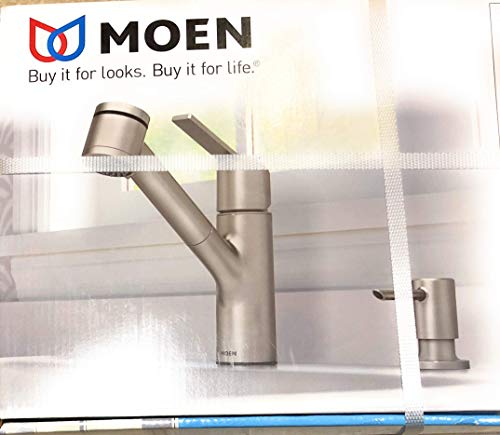 Photo 1 of MOEN Sombra Single-Handle Pull-Out Sprayer Kitchen Faucet with Power Clean in Spot Resist Stainless