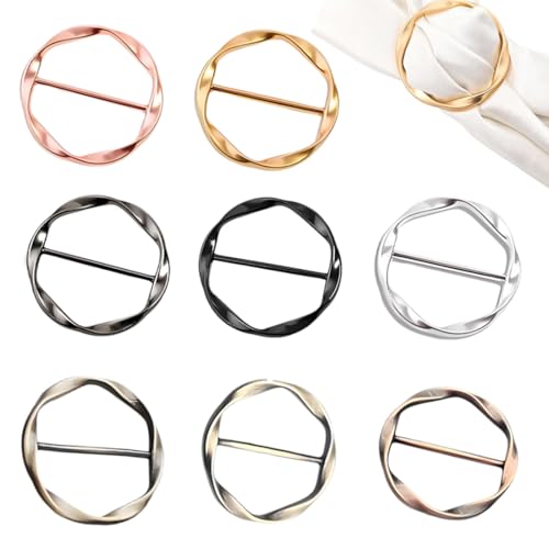 KSOIQPU 8 piezas bufanda clip de metal camisa, camiseta nudo hebilla ajustable hebilla de cinturón prenda ángulo hebilla redonda para las mujeres y las niñas