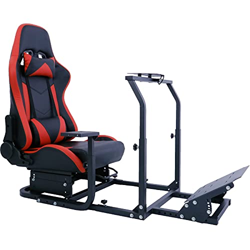 Marada Racing Simulator Cockpit Tilt-Adjustable Steering Wheel Stand with Red Seat for G25 G29 G920 T300RS T150 PS4 Xbox Game Accessories Steering Wheel Pedal Not Included