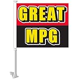 Premium Clip-On Window Display Sign for Cars and Trucks – Great MPG Window Signs 11' x 13' with 19' Pole – Vehicle Clip Sign for Auto Dealerships, Car Lot Advertising – 3 Pack