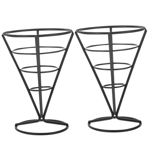 FUNOMOCYA French Fries Stand Cone Shape Stainless Steel Snack Serving Basket for Appetizer Display Stand