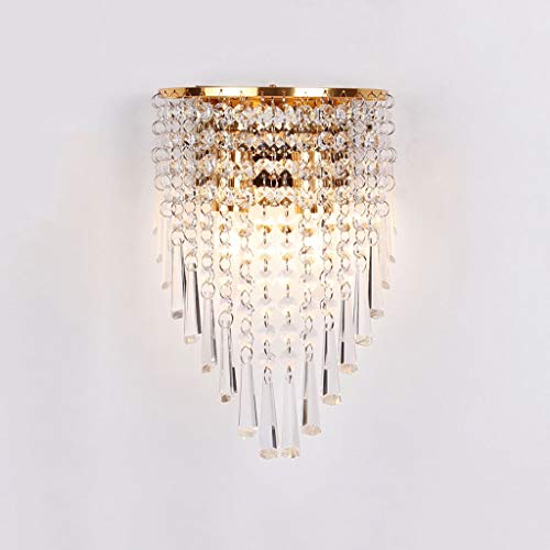 Xwyun ブラケットライト 現代 クリスタル ウォールランプ ホーム LED 寝室 ベッドサイドランプ ヨーロピアンスタイルのリビングルーム/エントランス/通路の壁ランプ(2灯、28 * 18 cm) (金)