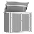 Amopatio 41 Cu Ft Horizontal Outdoor Storage Shed, Resin Trash Can Storage for Garden Tools, Lawn Mowers, Garbage Cans