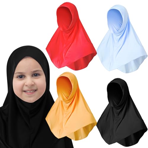 Four Cozypower kids hijabs in mixed colours — the count that covers a school week
