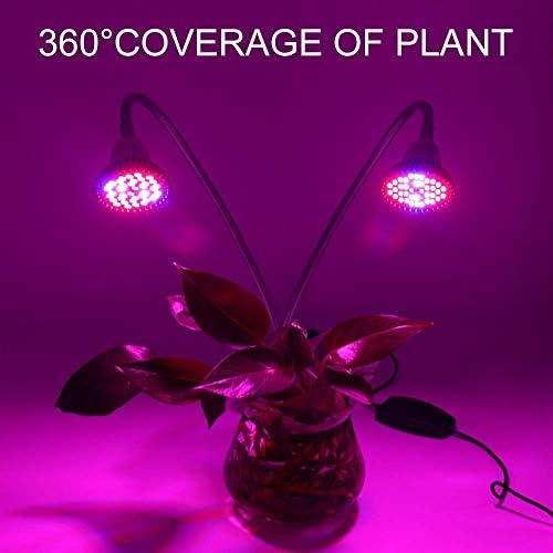 Derlights Plant Lamp, 60w LED Grow Lamp, Full Spectrum Dual Head Grow Light, 80 LED Chips Plant Light with 360°Adjustable Gooseneck for Indoor Plants