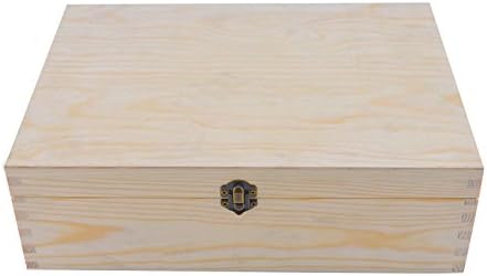 Xpork Wooden Box With Lid Natural A4 Document Case Untreated DIY Storage Chest 33 x 24 x 10cm