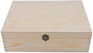 Xpork Wooden Box With Lid Natural A4 Document Case Untreated DIY Storage Chest 33 x 24 x 10cm