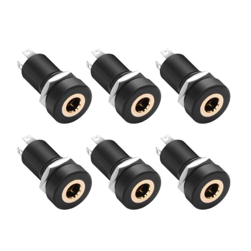 Image of Voyoo 6 Pcs PJ391A 4-Pin 3.5mm Solder Socket for Panel Mounting, 3.5mm 4-Pin Stereo Audio Panel Mount Solder Socket with Nuts