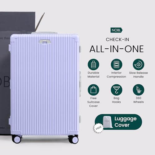 Image of Nobl Travel Large Luggage, Noble Zipperless Aluminum Frame PC Hard Shell Checked Suitcase, 30.25 inchx20 inchx12 inch, Big Check-in Bag with 360 Spinner Wheels, TSA Locks, Interior Compression - Lavender