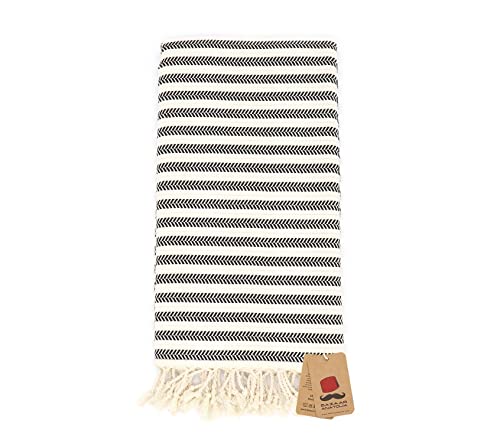 Bazaar Anatolia Turkish Beach Towel 100% Cotton Bath Towels 77X38 Oversized Quick Dry Throw Blanket Arpa Black #TOP6