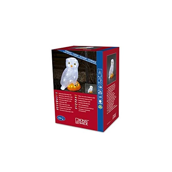 Konstsmide 6185-203 - Decorazioni luminose a LED, in acrilico, 32 diodi a luce bianca fredda, trasformatore esterno 24 V, cavo trasparente, a forma di gufo