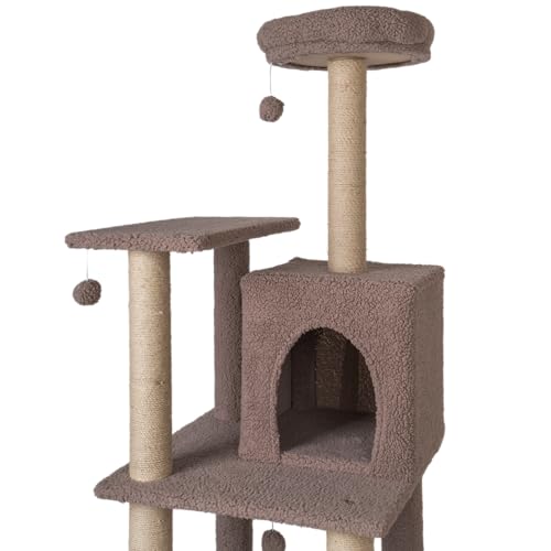 Image of Wudyhub Cat Tree Indoor Climbing Activity Tower with Scratching Posts | Cat-31-Brown | 67x48x63 cm
