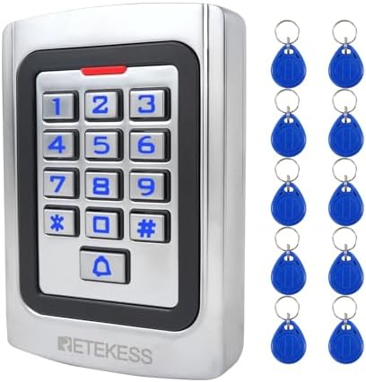 Retekess T-AC04 Codeschloss Haustür, Türöffner mit Code | für Wohnungen, Firmen, Garagen, IP68 Wasserdicht, Leuchtende Tastatur, Metall-Zahlenschloss, 2000 Benutzerkarten, RFID 125