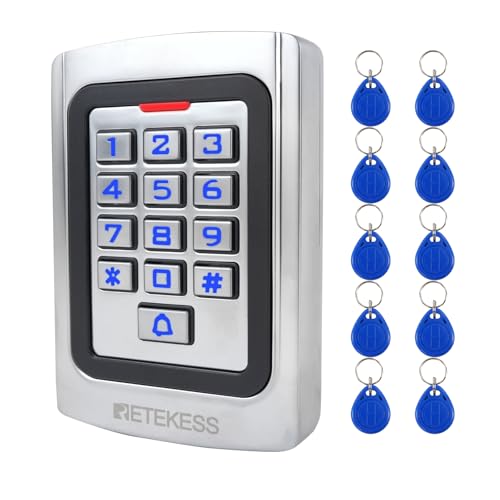 Retekess T-AC04 Digicode Clavier à Code Métal IP68 Contrôle d'Accès PIN 125KHz RFID Étanche Rétro-Éclairé Wiegand 26 Anti-Effraction pour Boutique Appartement Entreprise