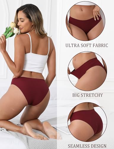 Image of Seamless Underwear for Women, No Show Stretch Bikini Panties, Silk Crotch, Invisible Hipster, 6-Pack
