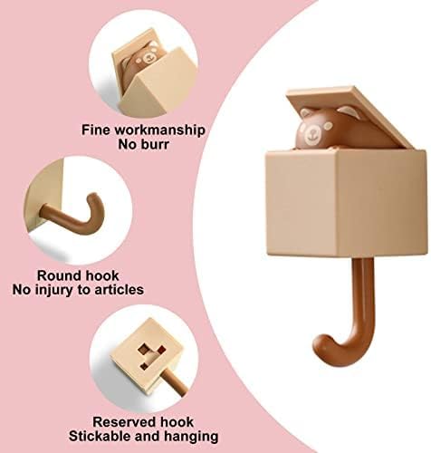 Miniatura 4 de 4 ganchos adhesivos creativos, ganchos de pared de plástico para colgar llaves, bolsos, sombreros, toallas, mochilas, bonitos ganchos adhesivos de