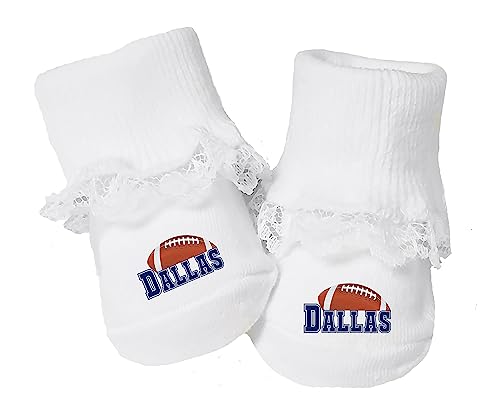 Image of Future Tailgater Baby Toe Bootie Socks with Lace for Dallas Fans