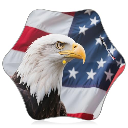 ALAZA Bird American Flag Fashion Kids Umbrella Stick Umbrellas for Boys Girls Toddler UV/Sun Rain Windproof