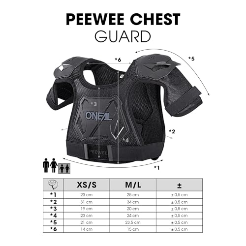 O'NEAL | Brustprotektor | Kinder | Motocross Enduro | Einfach verstellbar, Injizierte Plastikform für gesteigerten Schutz, Alter von 4-9 Jahren | Pee Wee Chest Guard | Schwarz Weiß | Größe XS/S