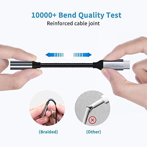 Image of Oaky Braided USB C to 3.5 mm Audio Adapter for Huawei Mi Moto Z iPad Pro 2018 MacBook Pro, Google Pixel 3 2 XL, HTC U12 U11, Moto Z3 Z2, Samsung Smartphones with Realtek Chip /Hi-res /DAC (Grey)