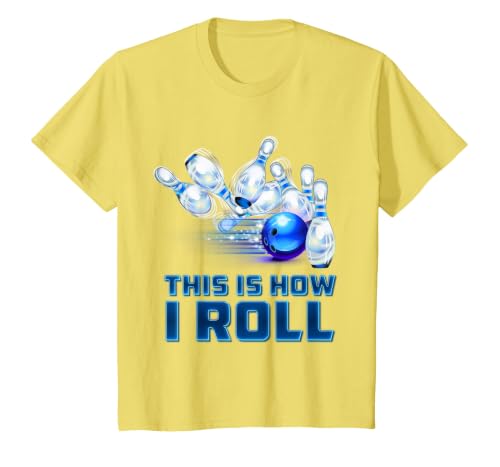 This is How I Roll Bowling T-Shirt, Youth, Lemon Yellow, Large
