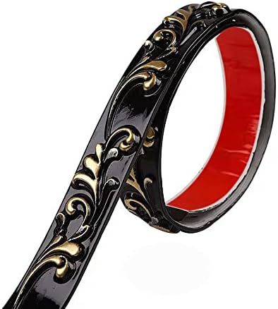 ELET Flexible Molding Trim Self Adhesive, 1" x 118" Wallpaper Trim Border Stick and Peel, Crown Molding Trim for Ceiling Wall Trim Home Décor (Black & Gold)