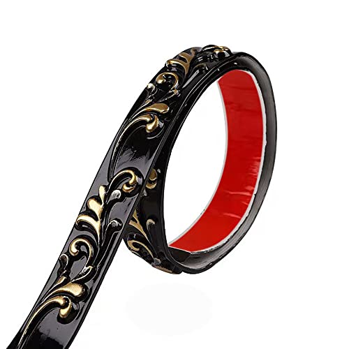 Elet Flexible Molding Trim Self Adhesive, 1" X 118" Wallpaper Trim Border Stick And Peel, Crown Molding Trim For Ceiling Wall Trim Home Décor (Black & Gold) #TOP20