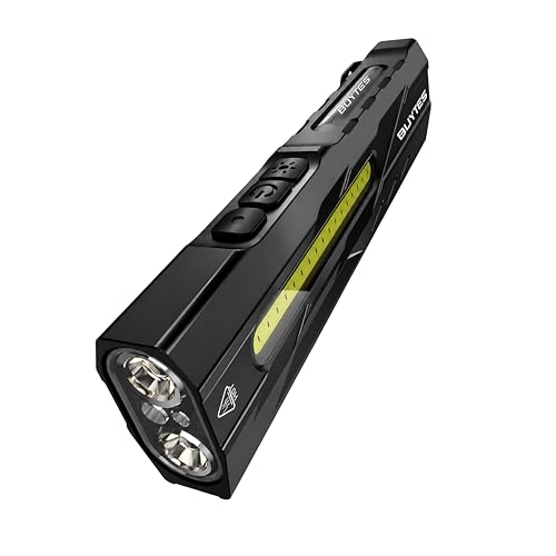 Buytes T9-PRO Rechargeable EDC Flashlight 1500 Lumens Magnetic LED Pocket Flashlight Super Bright IPX6 Mini Clip on Flashlight for Working Camping Car Repairing Gifts for Men