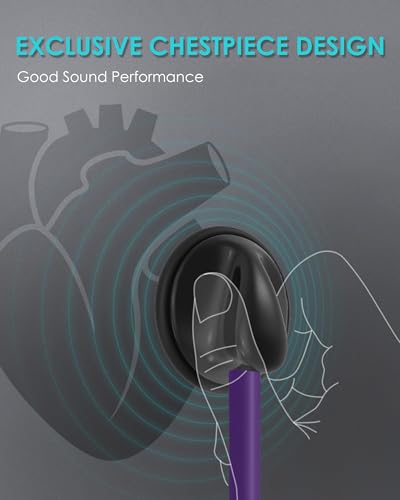 Image of Single Head Stethoscope for Nurses /Nursing School Students /Doctors | Purple Tube Essential Estetoscopio for Medical BP Monitoring & Home Use, with Accessories Name Tag & without EVA Case