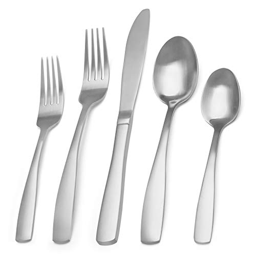 Matte Silverware Set, Bysta 20-Piece Stainless Steel Flatware Set, Kitchen Utensil Set Service for 4, Tableware Cutlery Set for Home and Restaurant, Satin Finish, Dishwasher Safe Matte Silverware Set, Bysta 20-Piece Stainless Steel Flatware Set, Kitchen Utensil Set Service for 4, Tableware Cutlery Set for Home and Restaurant, Satin Finish, Dishwasher Safe