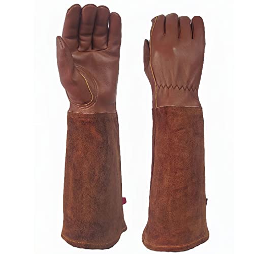 Gants de jardinage en peau de mouton résistants aux épines avec manche longue