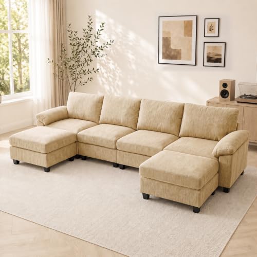 Image of Sectional Couches for Living Room, 141 inch U Shaped Cloud Sofa & Couch