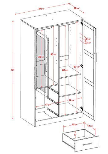 Palace Imports Metro 100% Solid Wood Wardrobe With Mirror, Java #TOP1