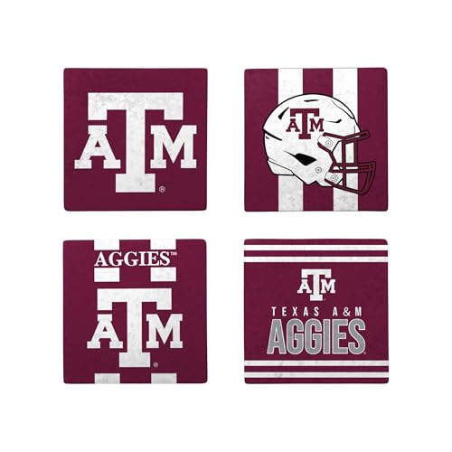 FOCO NCAA Official 4-Pack Beverage Drink Stone Coaster Set (Texas A&M Aggies)