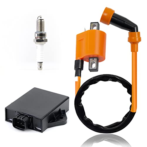 Ignition Coil CDI Box Spark Plug for Suzuki Arctic Cat 250 1999-2005 Cat 350 1998-2005 Quadrunner 250 1988-200 Quadrunner 4WD 1987-1993 King Quad 300 1995-2002 32900-19B40 32900-19B50