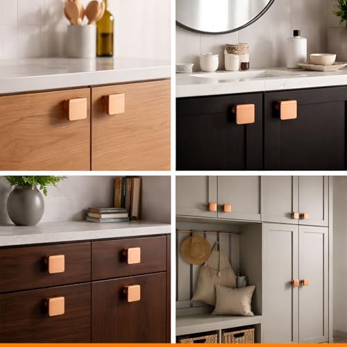 Image of VOLO Rose Gold Cabinet Knob /Drawer Cabinet Knobs /Wardrobe Door Knobs /Cupboard Drawer Pull Handle /Kitchen Drawer Knob /Pulls (Knob S-175), Rose Gold (10)