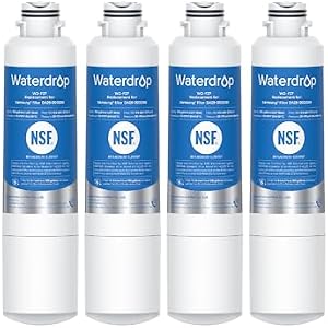 Waterdrop Refrigerator Water Filter, Replacement for Samsung HAF-CIN/EXP, DA29-00020B, DA97-08006A, Reduce Lead, Benzene, Chlorine, bad Taste and Odor, 4 Filters