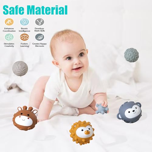 TMYIDO WeicheSinnesbälle für Babys 06-18 Monate,GreifballSet mit 6verschiedenenTexturen zur Förderung der sensorischen Entwicklung,Sensorikbälle baby,Massage-und Squeeze-Bälle für Kleinkinder(6 Stück)