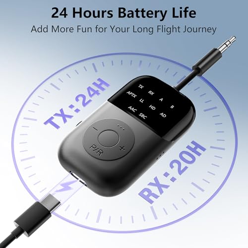 SOARUN Bluetooth 5.4 Transmitter Receiver,2-in-1 Airplane Bluetooth Adapter - image 3