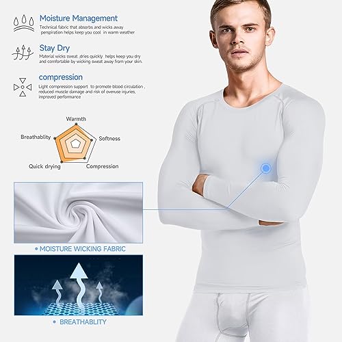 Sillictor Mens Thermal Underwear Sets Top and Bottoms Quick Dry Compression Base Layer Mens UPF 50+ Thermals Underlayer for Ski Football Golf Cycling Hiking,Moisture Wicking Muscle Support - Image 4
