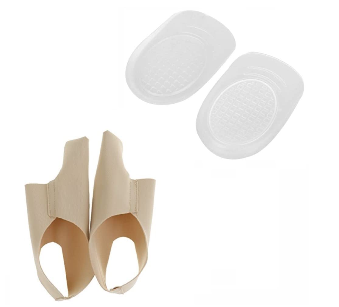 Lot de 2 paires de manchons correcteurs d'oignon + talonnettes en gel orthopédique pour le traitement de la fasciite plantaire