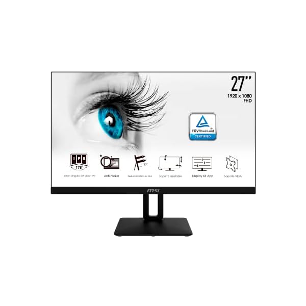 MSI Pro MP271P - Monitor de 27" IPS (1920 x 1080p, 60 Hz , Ratio 16:9, 5 ms de repuesta,250 nits, soporte ajustable, soporte VESA)