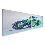 islandburner Prime Bild auf Leinwand Moderner grüner Traktor mit großen Reifen und Beleuchtung für Wohnzimmer Landwirte Landmaschinenhandel Bilder Wandbilder Poster